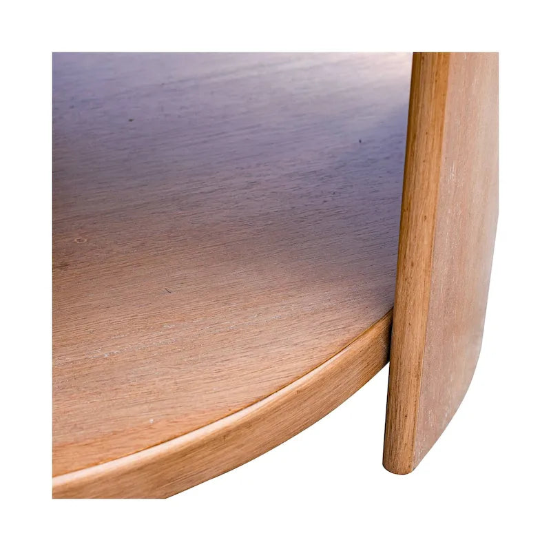 Runder Couchtisch aus Kautschukholzfurnier mit fester Ablage, 91,4 cm Durchmesser x 45,7 cm H