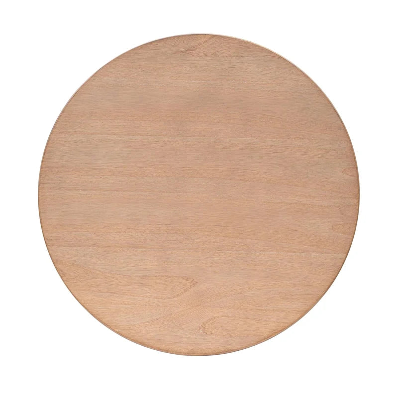 Runder Couchtisch aus Kautschukholzfurnier mit fester Ablage, 91,4 cm Durchmesser x 45,7 cm H