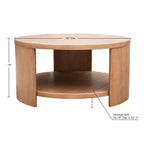 Runder Couchtisch aus Kautschukholzfurnier mit fester Ablage, 91,4 cm Durchmesser x 45,7 cm H
