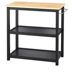 Rollbarer Küchenwagen aus Kautschukholz und MDF mit 2 Ablagen und Handtuchhalter, 86,4 cm B x 46,4 cm T x 88,9 cm H