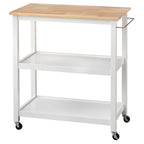 Rollbarer Küchenwagen aus Kautschukholz und MDF mit 2 Ablagen und Handtuchhalter, 86,4 cm B x 46,4 cm T x 88,9 cm H