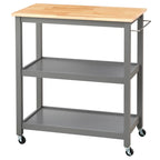 Rollbarer Küchenwagen aus Kautschukholz und MDF mit 2 Ablagen und Handtuchhalter, 86,4 cm B x 46,4 cm T x 88,9 cm H
