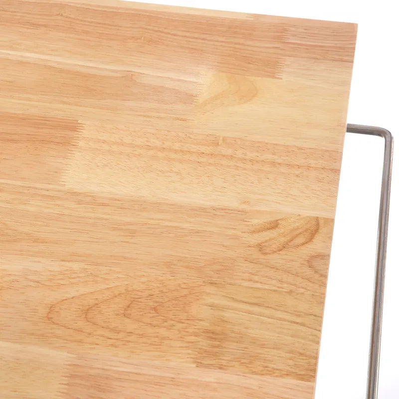Rollbarer Küchenwagen aus Kautschukholz und MDF mit 2 Ablagen und Handtuchhalter, 86,4 cm B x 46,4 cm T x 88,9 cm H