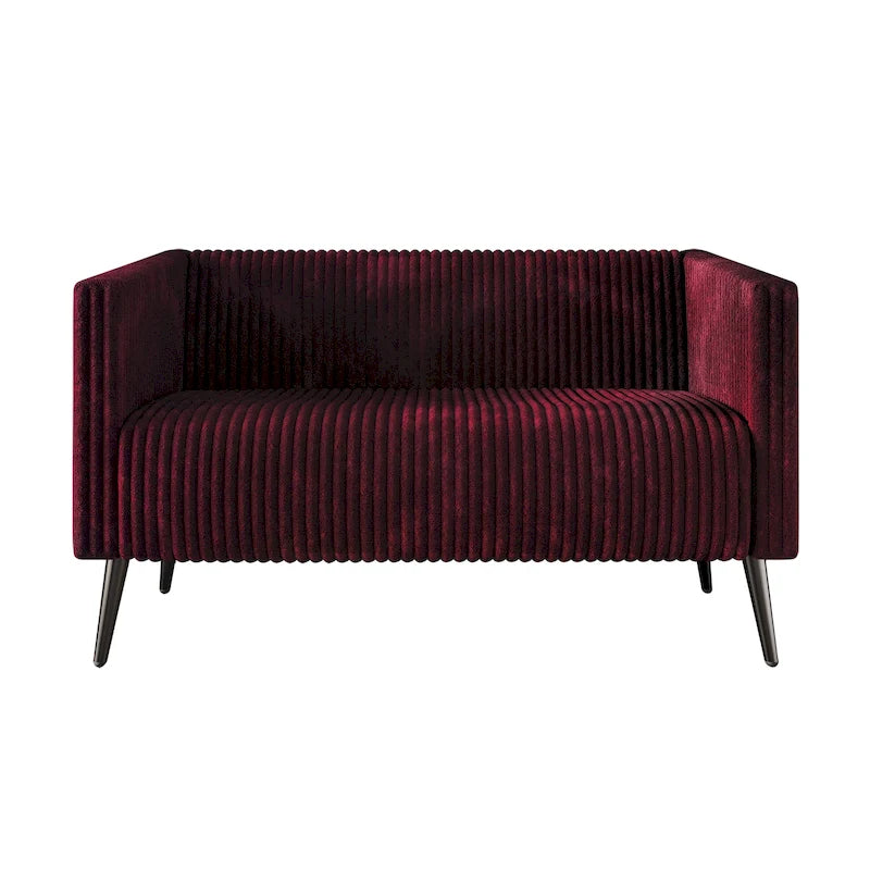 Zweisitzer-Liebessofa aus Samt-Polyester und Metall mit vertikalem Rückenlehnen-Detail 132 cm B x 78,5 cm T x 79 cm H