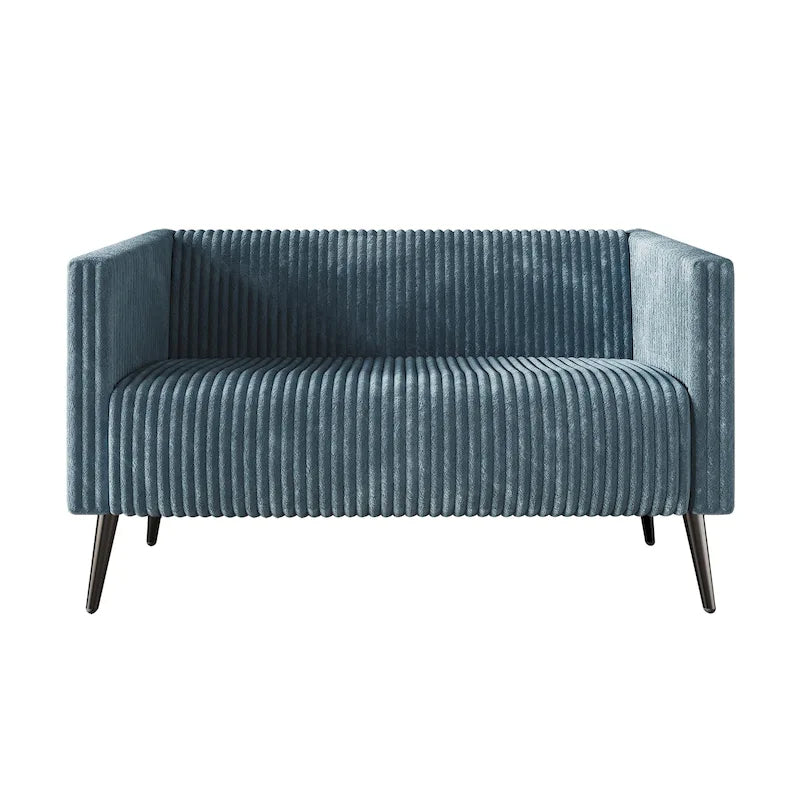 Zweisitzer-Liebessofa aus Samt-Polyester und Metall mit vertikalem Rückenlehnen-Detail 132 cm B x 78,5 cm T x 79 cm H