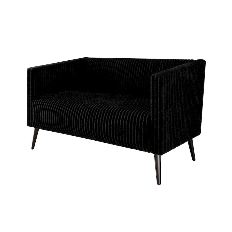 Zweisitzer-Liebessofa aus Samt-Polyester und Metall mit vertikalem Rückenlehnen-Detail 132 cm B x 78,5 cm T x 79 cm H