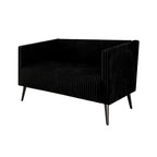 Zweisitzer-Liebessofa aus Samt-Polyester und Metall mit vertikalem Rückenlehnen-Detail 132 cm B x 78,5 cm T x 79 cm H
