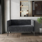 Zweisitzer-Liebessofa aus Samt-Polyester und Metall mit vertikalem Rückenlehnen-Detail 132 cm B x 78,5 cm T x 79 cm H