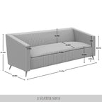 Zweisitzer-Liebessofa aus Samt-Polyester und Metall mit vertikalem Rückenlehnen-Detail 132 cm B x 78,5 cm T x 79 cm H