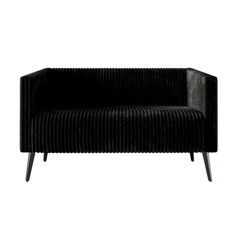 Zweisitzer-Liebessofa aus Samt-Polyester und Metall mit vertikalem Rückenlehnen-Detail 132 cm B x 78,5 cm T x 79 cm H