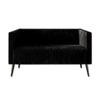 Zweisitzer-Liebessofa aus Samt-Polyester und Metall mit vertikalem Rückenlehnen-Detail 132 cm B x 78,5 cm T x 79 cm H
