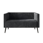 Zweisitzer-Liebessofa aus Samt-Polyester und Metall mit vertikalem Rückenlehnen-Detail 132 cm B x 78,5 cm T x 79 cm H