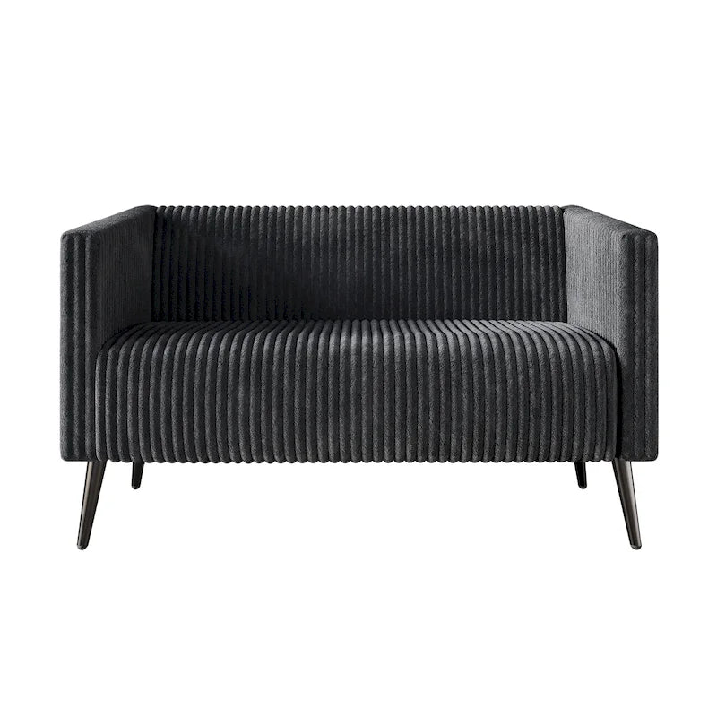 Zweisitzer-Liebessofa aus Samt-Polyester und Metall mit vertikalem Rückenlehnen-Detail 132 cm B x 78,5 cm T x 79 cm H