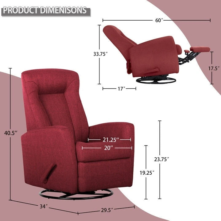 Drehbarer Schaukel- und Relaxsessel aus Massivholz und Polyestergewebe 75,5 cm B x 86,5 cm T x 103 cm H