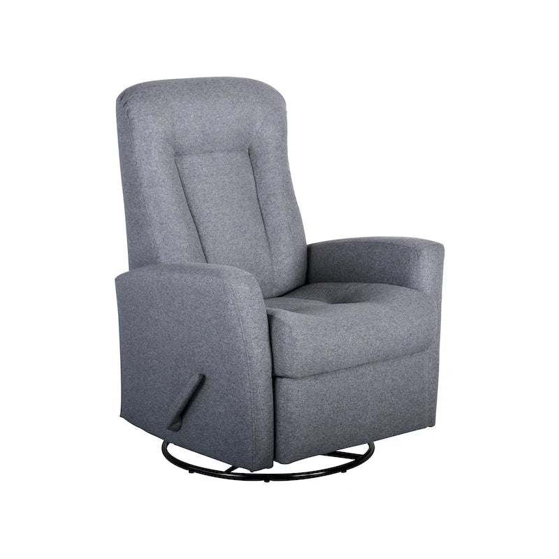 Drehbarer Schaukel- und Relaxsessel aus Massivholz und Polyestergewebe 75,5 cm B x 86,5 cm T x 103 cm H
