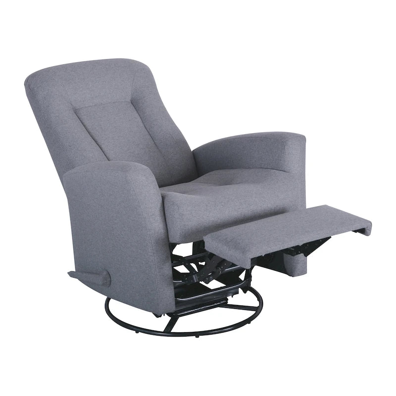 Drehbarer Schaukel- und Relaxsessel aus Massivholz und Polyestergewebe 75,5 cm B x 86,5 cm T x 103 cm H