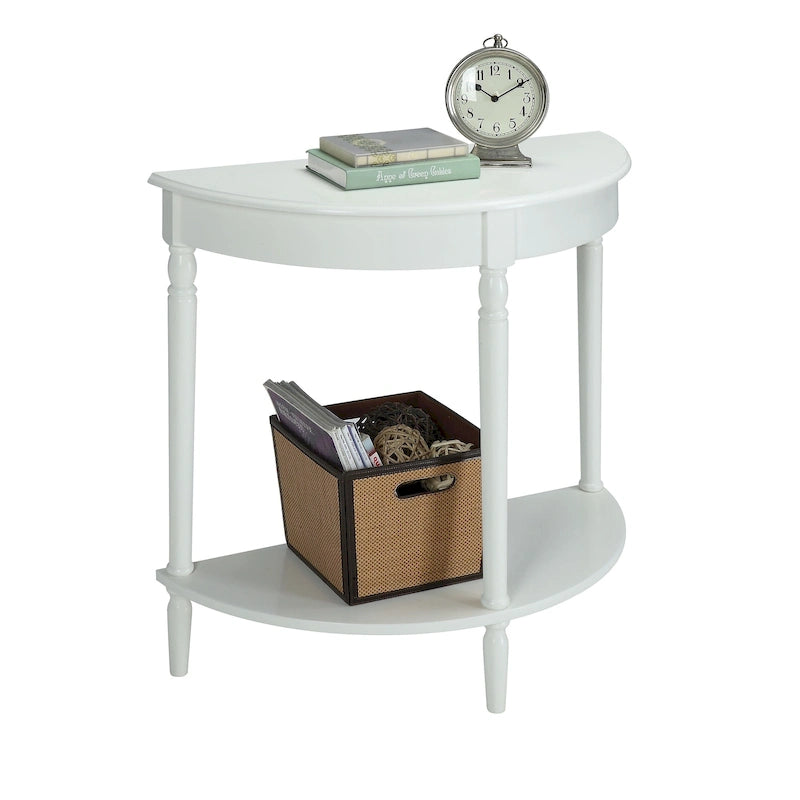 Eingangstisch Kiefer & Esche Furnier Halbrund mit Ablage 80 x 35,5 x 76 cm