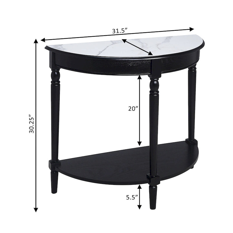 Eingangstisch Kiefer & Esche Furnier Halbrund mit Ablage 80 x 35,5 x 76 cm