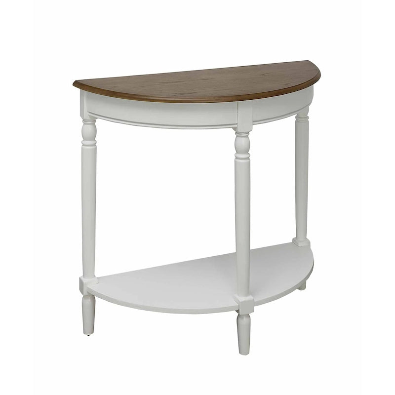 Eingangstisch Kiefer & Esche Furnier Halbrund mit Ablage 80 x 35,5 x 76 cm