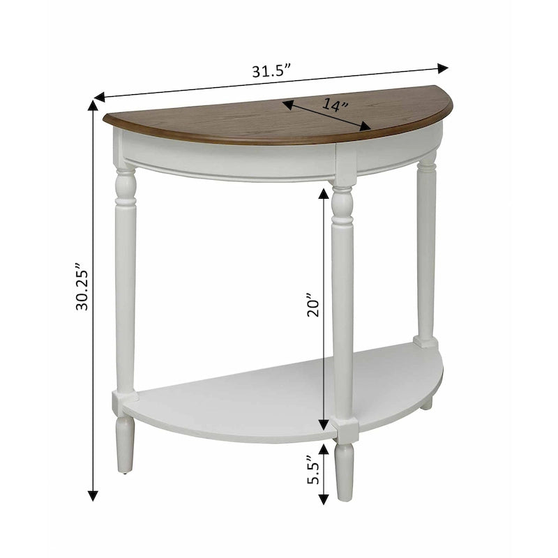 Eingangstisch Kiefer & Esche Furnier Halbrund mit Ablage 80 x 35,5 x 76 cm