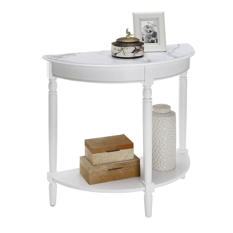 Eingangstisch Kiefer & Esche Furnier Halbrund mit Ablage 80 x 35,5 x 76 cm