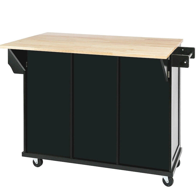 Kücheninsel-Servierwagen aus Kautschukbaum und Kunstholz mit feststellbaren Rollen 134,9 cm (B) x 74,9 cm (T) x 94,5 cm (H)