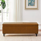 Ottomane aus Kunstleder und Massivholz, rechteckig, 127,8 cm B x 44,5 cm T x 45,7 cm H
