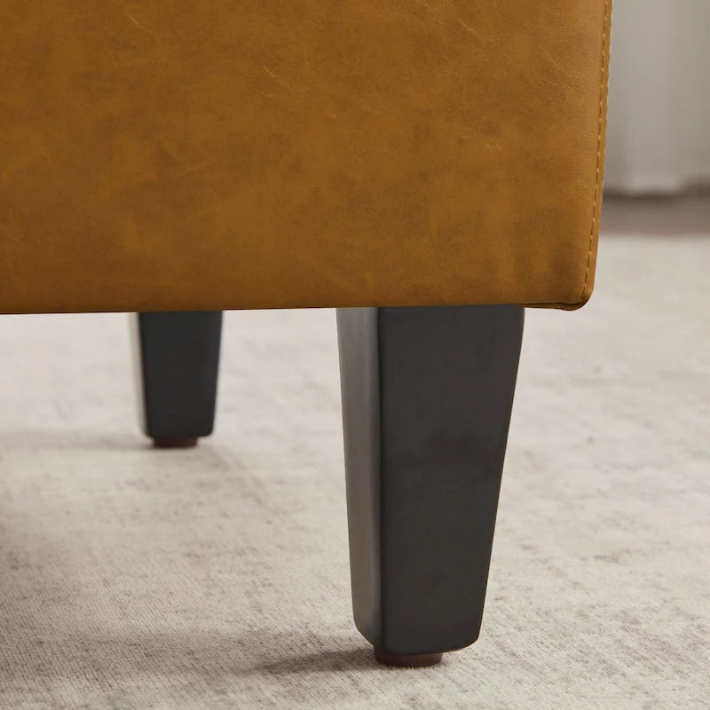 Ottomane aus Kunstleder und Massivholz, rechteckig, 127,8 cm B x 44,5 cm T x 45,7 cm H