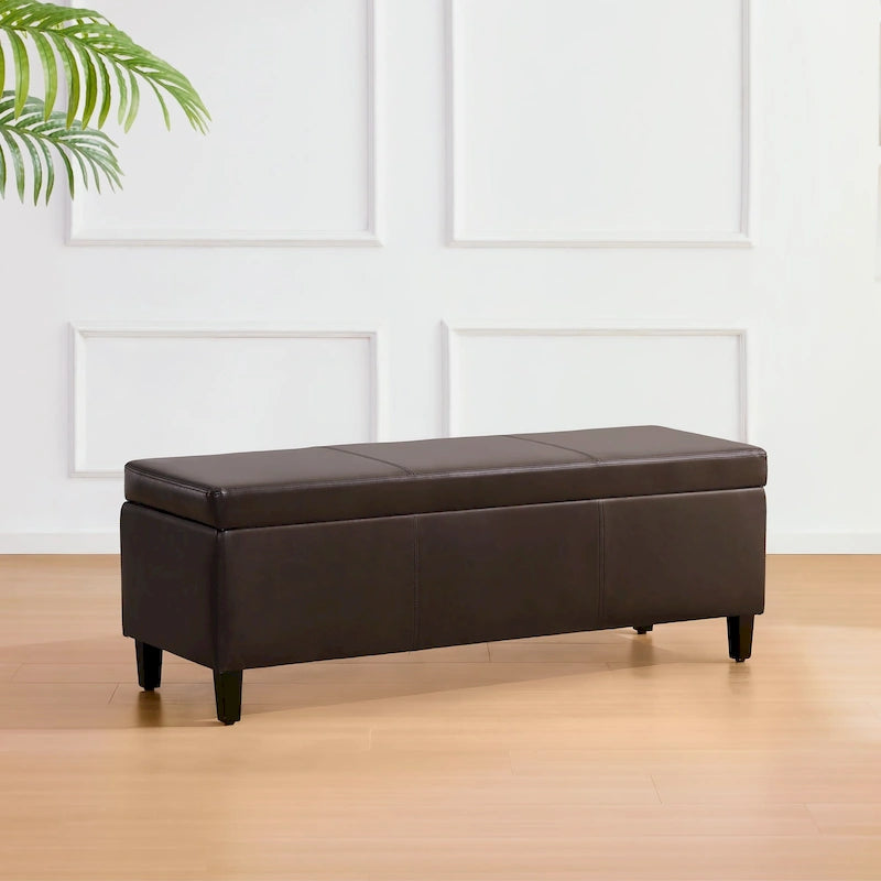 Ottomane aus Kunstleder und Massivholz, rechteckig, 127,8 cm B x 44,5 cm T x 45,7 cm H