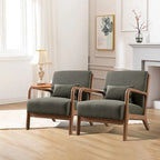 Akzentstuhl aus Massivholz und Korbgeflecht mit Lendenkissen 81 cm (T) x 66 cm (B) x 74 cm (H)