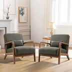 Akzentstuhl aus Massivholz und Korbgeflecht mit Lendenkissen 81 cm (T) x 66 cm (B) x 74 cm (H)