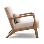 Akzentstuhl aus Massivholz und Korbgeflecht mit Lendenkissen 81 cm (T) x 66 cm (B) x 74 cm (H)