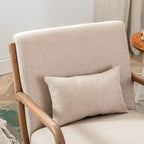 Akzentstuhl aus Massivholz und Korbgeflecht mit Lendenkissen 81 cm (T) x 66 cm (B) x 74 cm (H)