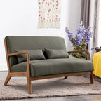 Akzentstuhl aus Massivholz und Korbgeflecht mit Lendenkissen 81 cm (T) x 66 cm (B) x 74 cm (H)