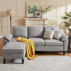 L-förmiges Sektionssofa aus Polyester und Hartholz mit umwandelbarem Ottoman 79,53" B x 52,76" T x 34,25" H