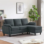 L-förmiges Sektionssofa aus Polyester und Hartholz mit umwandelbarem Ottoman 79,53" B x 52,76" T x 34,25" H