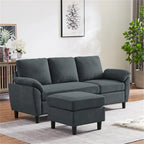 L-förmiges Sektionssofa aus Polyester und Hartholz mit umwandelbarem Ottoman 79,53" B x 52,76" T x 34,25" H