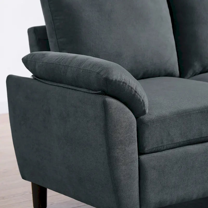 L-förmiges Sektionssofa aus Polyester und Hartholz mit umwandelbarem Ottoman 79,53" B x 52,76" T x 34,25" H