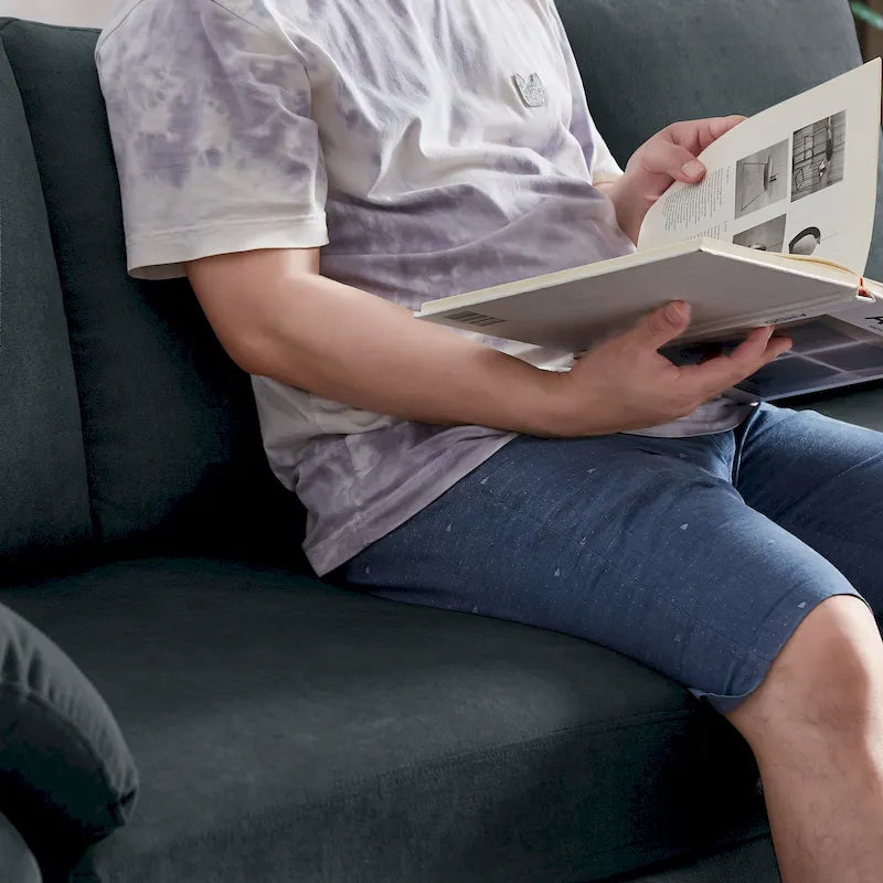 L-förmiges Sektionssofa aus Polyester und Hartholz mit umwandelbarem Ottoman 79,53" B x 52,76" T x 34,25" H