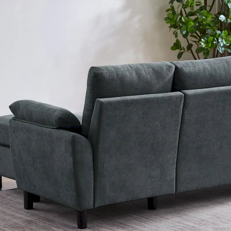 L-förmiges Sektionssofa aus Polyester und Hartholz mit umwandelbarem Ottoman 79,53" B x 52,76" T x 34,25" H