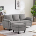 L-förmiges Sektionssofa aus Polyester und Hartholz mit umwandelbarem Ottoman 79,53" B x 52,76" T x 34,25" H