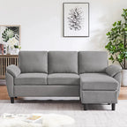L-förmiges Sektionssofa aus Polyester und Hartholz mit umwandelbarem Ottoman 79,53" B x 52,76" T x 34,25" H