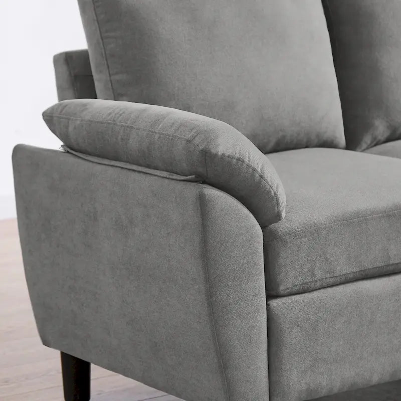 L-förmiges Sektionssofa aus Polyester und Hartholz mit umwandelbarem Ottoman 79,53" B x 52,76" T x 34,25" H