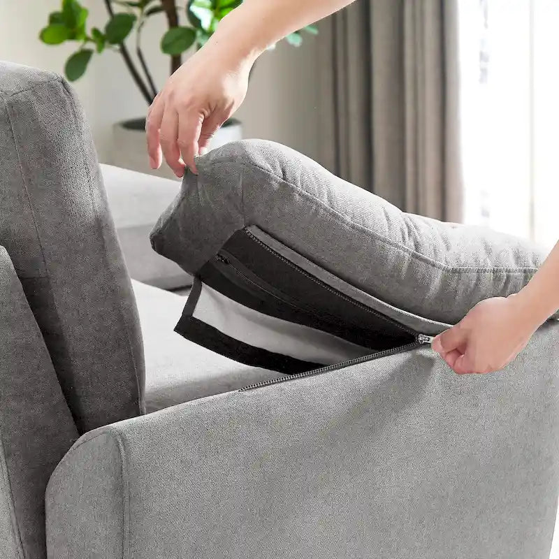 L-förmiges Sektionssofa aus Polyester und Hartholz mit umwandelbarem Ottoman 79,53" B x 52,76" T x 34,25" H