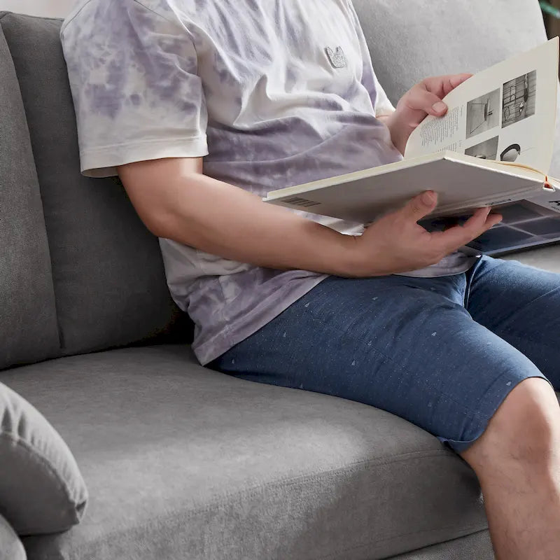 L-förmiges Sektionssofa aus Polyester und Hartholz mit umwandelbarem Ottoman 79,53" B x 52,76" T x 34,25" H