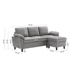 L-förmiges Sektionssofa aus Polyester und Hartholz mit umwandelbarem Ottoman 79,53" B x 52,76" T x 34,25" H