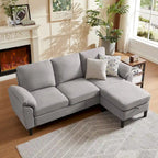 L-förmiges Sektionssofa aus Polyester und Hartholz mit umwandelbarem Ottoman 79,53" B x 52,76" T x 34,25" H