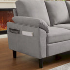 L-förmiges Sektionssofa aus Polyester und Hartholz mit umwandelbarem Ottoman 79,53" B x 52,76" T x 34,25" H