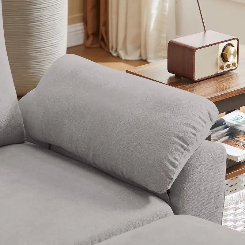 L-förmiges Sektionssofa aus Polyester und Hartholz mit umwandelbarem Ottoman 79,53" B x 52,76" T x 34,25" H