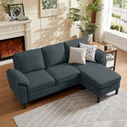 L-förmiges Sektionssofa aus Polyester und Hartholz mit umwandelbarem Ottoman 79,53" B x 52,76" T x 34,25" H